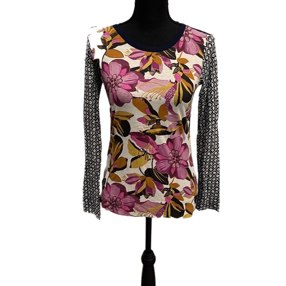 Tory Burch Tops - Tory Burch pima cotton long sleeve floral print t shirt, sz xs